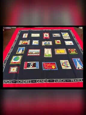 Stunning Vintage Chanel Stamps Of The World Silk Scarf (COA Included)